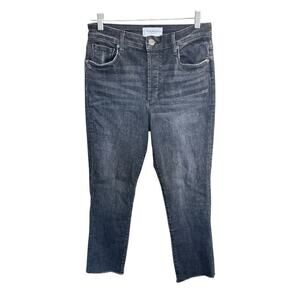 Evereve Jeans Women's The Ever Straight Black Button Fly 28 High Rise Fit Emo